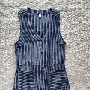 Button-Down Linen Sleeveless Dress